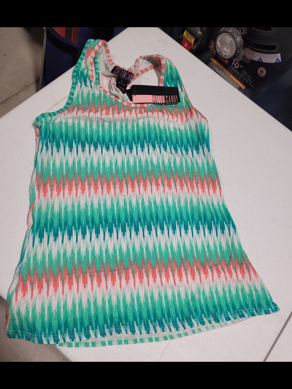 Cotton Candy Girls Tank Top in Teal, Coral, White